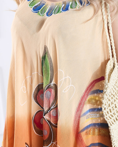 Oranžová dámská květovaná sukně a'la šaty - Oblečení