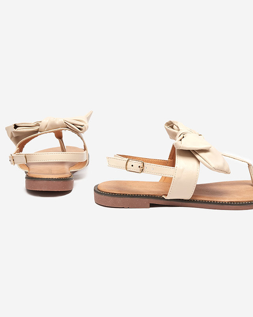 Бежеві жіночі босоніжки з бантом Guzann- Shoes