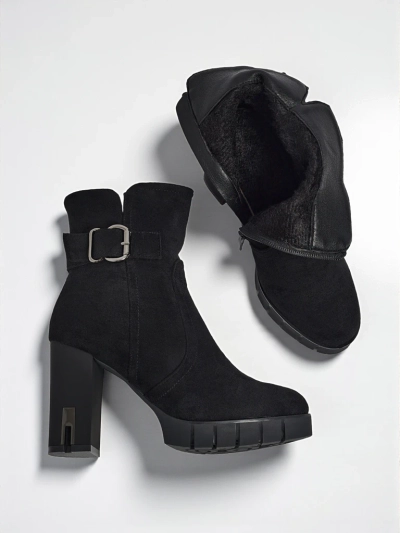 Dámské kotníkové boty eko semišové na sloupku Liravie