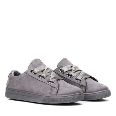 Šedé tenisky svázané stuhou Trinia - obuv