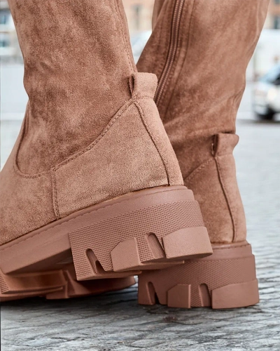 Ženy slip-on boty přes koleno s plochou podrážkou Royalfashion Vianas