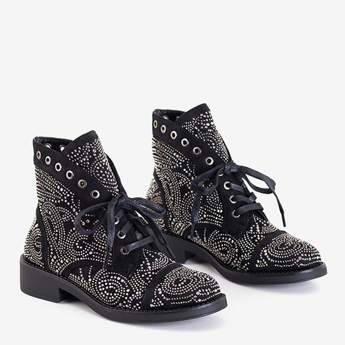 Чорні жіночі черевики зі стразами Elwira - Взуття