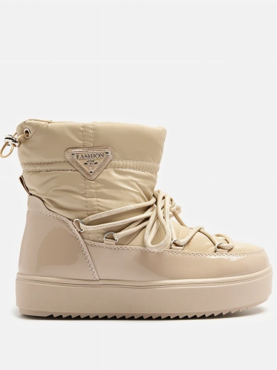 Royalfashion Dámské nazouvací boty a'la snow boots ve světle hnědé barvě Vevnose