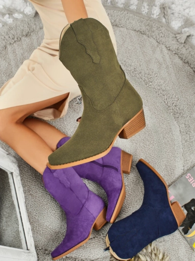 Dámské kovbojské boty eko semišové SpireHush