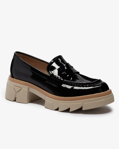 Чорні жіночі мокасини з лакованої шкіри Sepop- Footwear
