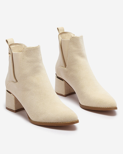 Dámské nízké kozačky na jehle v barvě ecru Xizia - Obuv