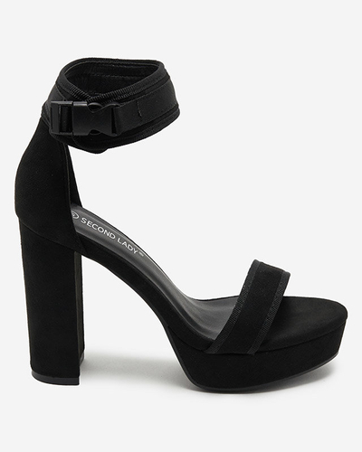 Dámské sandály na vysokém sloupku, eko semiš Momli - Boty