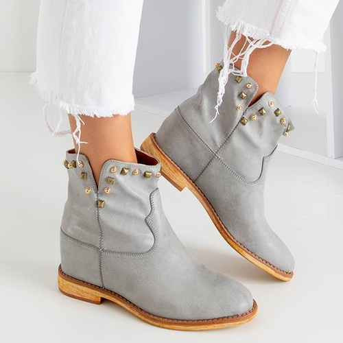 ВИХІД Сірі ковбойські чоботи на танкетці Бренда - Туфлі