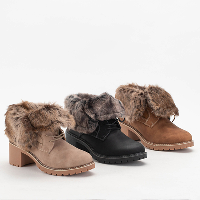 Dámské černé šněrovací kotníkové boty na nízkém sloupku Kalera - Obuv