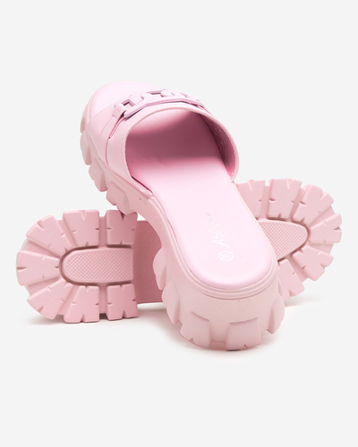 OUTLET Fialové dámské pantofle na silnější podrážce Inza-Shoes
