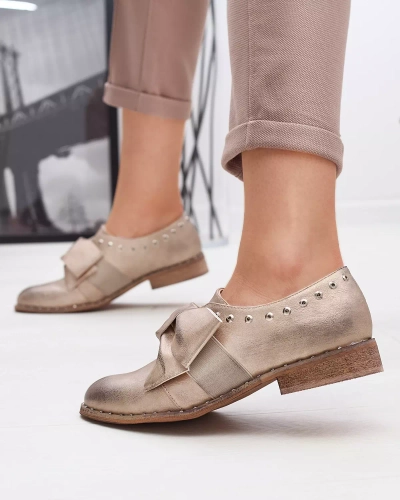 Золоті жіночі туфлі з бантом Entera