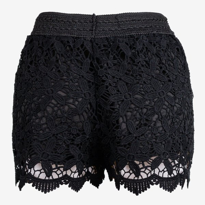 Чорні жіночі короткі шорти, прикрашені мереживом - Штани 1