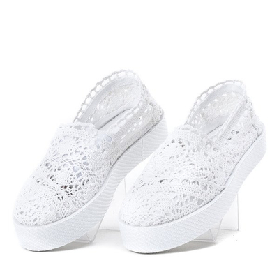 Білі мереживні кросівки в стилі ковзання на Bari - Взуття 1