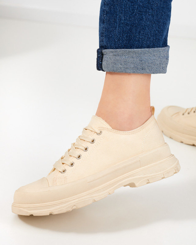 OUTLET Béžové dámské sportovní tenisky Ohema - Obuv