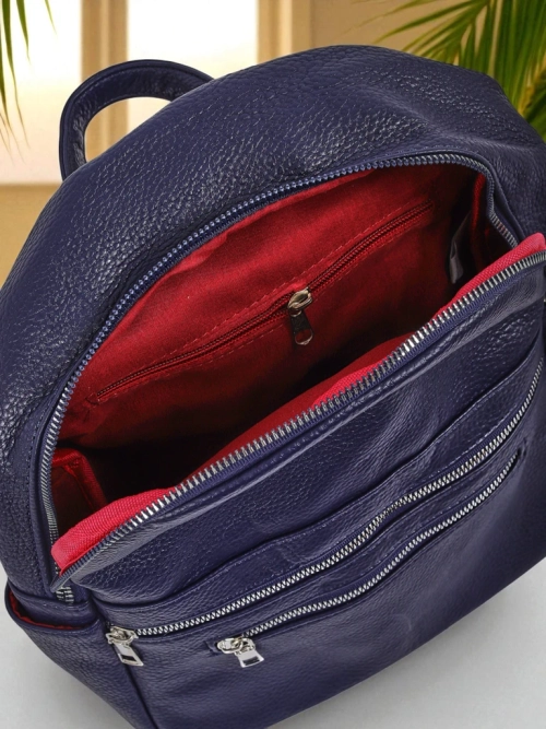 Plecak damski Calista Granatowy ze skóry ekologicznej na zamek A4