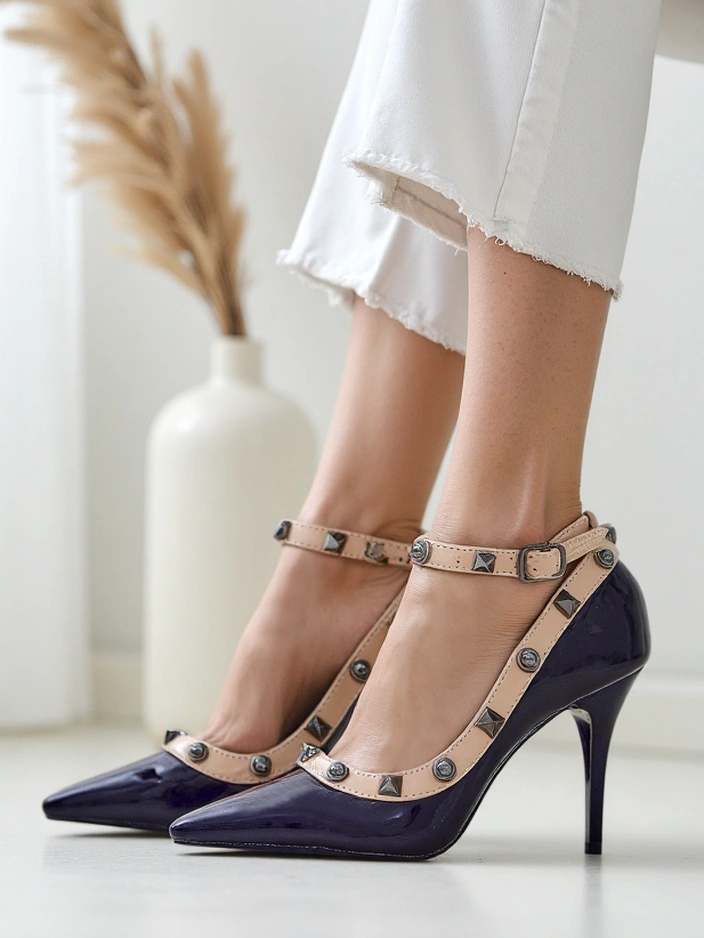 Royalfashion Lakované dámské stiletto s hřebíky Qoscalle