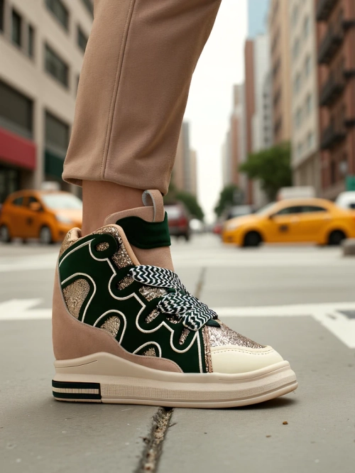 Royalfashion Високі жіночі спортивні черевики з прихованим підбором Oblaffi