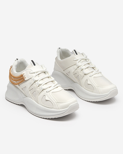 Bílé dámské tenisky se skrytým klínem a řetízkem Kermona - Obuv