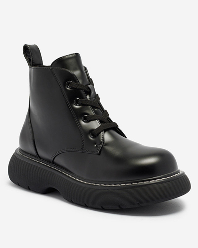 Чорні жіночі черевики з екошкіри на суцільній підошві Tarrafa - Взуття