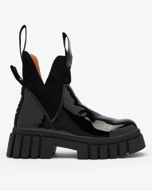 Royalfashion Чорні жіночі утеплені черевики з лакованої шкіри Eratra