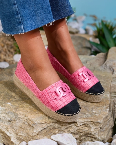 Royalfashion Dámské kostkované espadrilky v růžové barvě Dempik