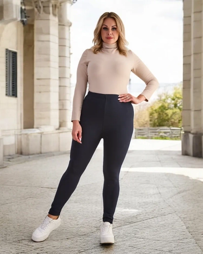 Royalfashion Dámské zateplené tregínové kalhoty PLUS SIZE