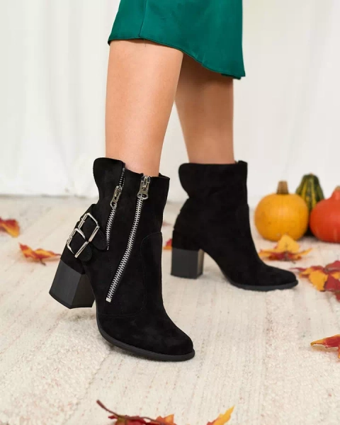 Royalfashion Dámské černé kozačky se zdobením Feirrgo