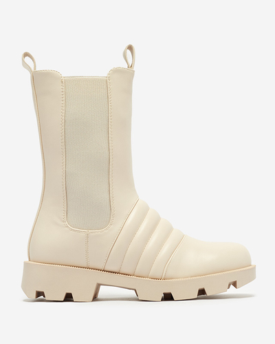 Бежеві жіночі черевики на потовщеній підошві з тисненням Ferita- Footwear