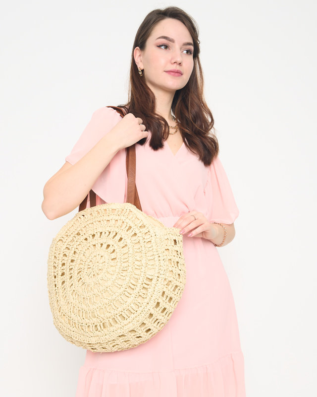 Kulatá béžová slaměná taška pro ženy - Příslušenství