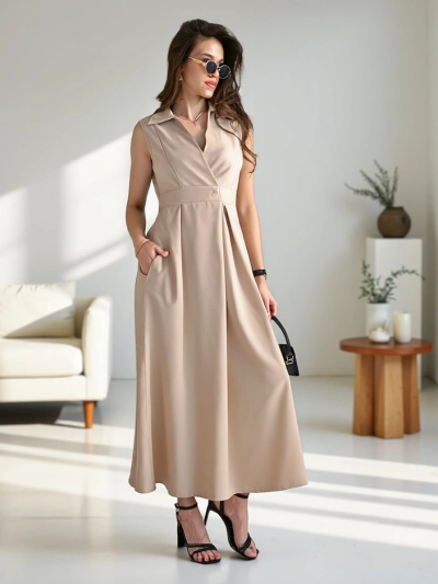 Royalfashion Жіноча безрукавна сукня з облягаючим декольте Bizness