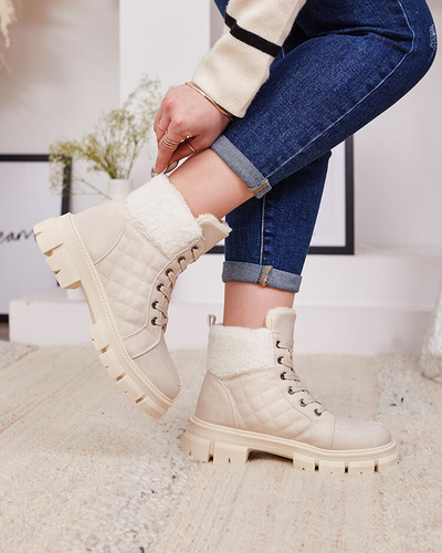 Royalfashion Бежеві жіночі утеплені черевики-трапери Hogenaf