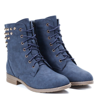 Granatowe workery z ćwiekami - Obuwie