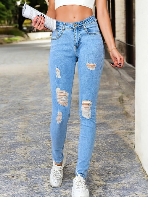 Royalfashion Жіночі джинси-дудочки з потертостями 5717-6