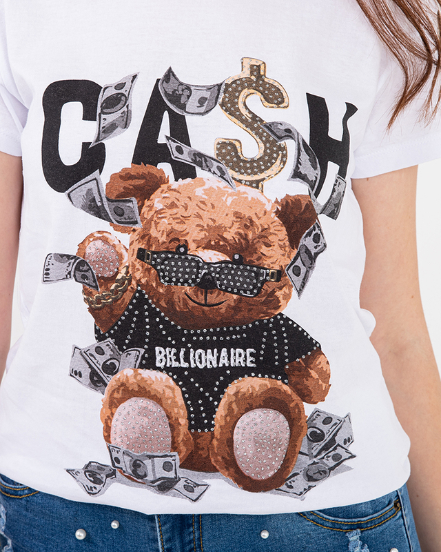 Bílé dámské tričko s potiskem MISIA- Oblečení