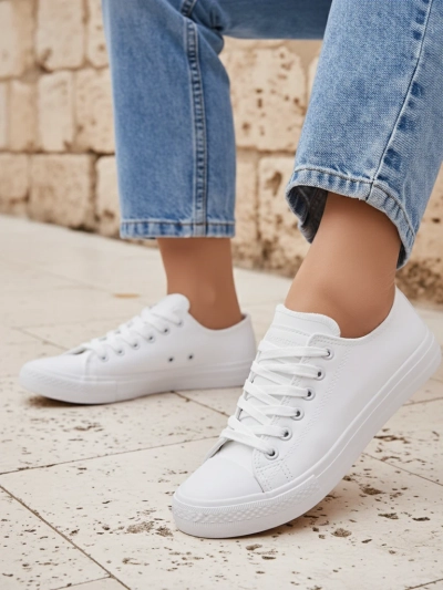 Aurelia Bianche – bílé tenisky Royalfashion z ekologické kůže, ploché