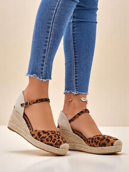 Aurelia Leopard Танкетки Royalfashion жіночі еко шкіра camel