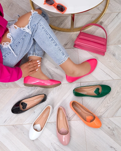 Neonově růžové dámské lakované baleríny Fama - Obuv