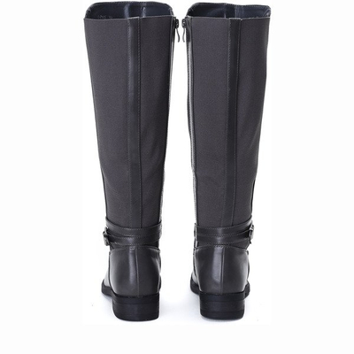 Szare kozaki ze skóry ekologicznej Ido- Obuwie