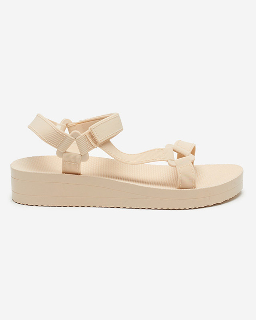 Бежеві жіночі босоніжки на плоскому каблуці Ostoy-Shoes