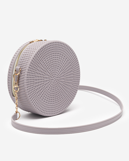 Сіро-фіолетова сумочка з тисненням