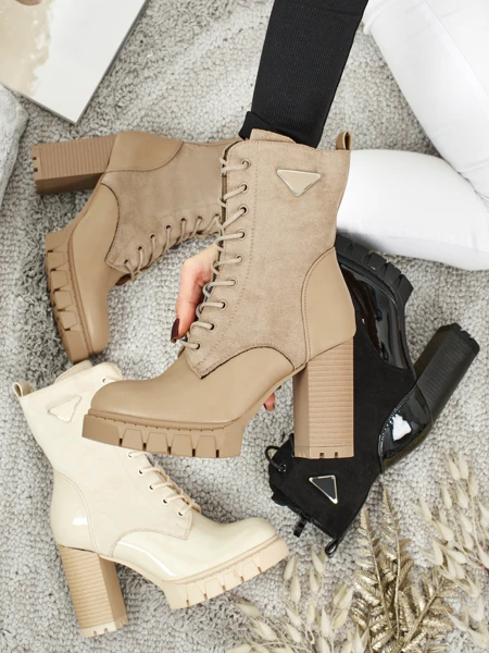 Dámské kotníkové boty eko semišové na sloupku Event Bramble