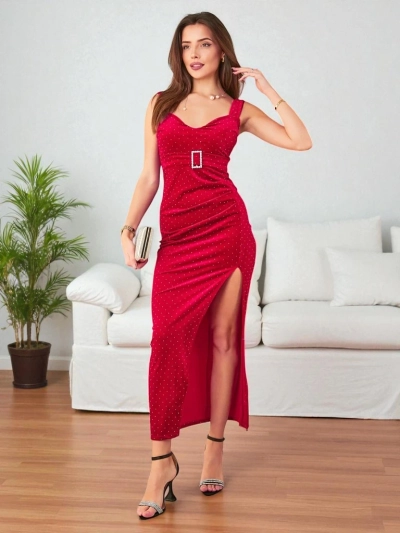 Royalfashion Dámské midi šaty s kamínky