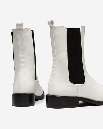 Bílé vysoké kozačky pro ženy s hranatou špičkou Ludiz- Footwear