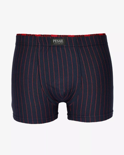 Royalfashion Námořnicky modré pánské boxerky s červenými pruhy