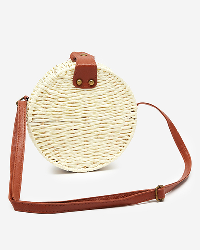 Кругла солом'яна сумочка кольору екрю