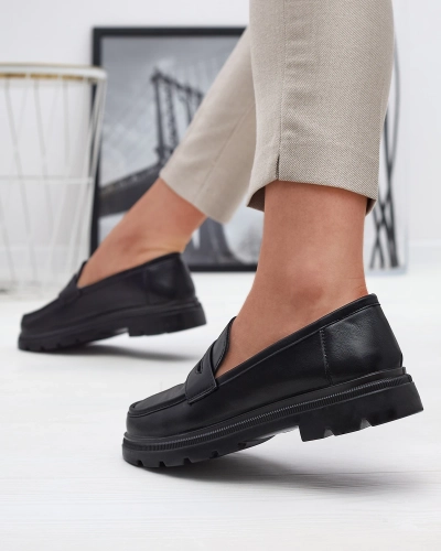 Жіночі мокасини з екошкіри чорного кольору Raffiv- Footwear