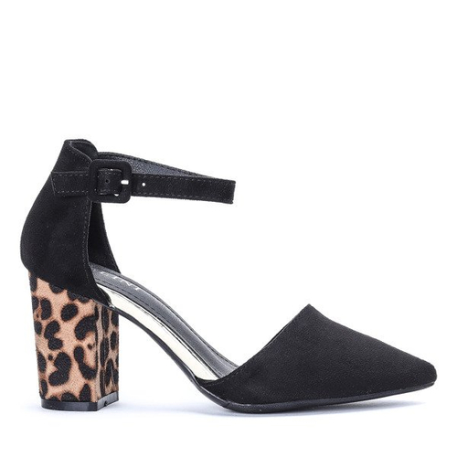 Чорні насоси на посту з леопардовим леопардом на підборах - Взуття 1
