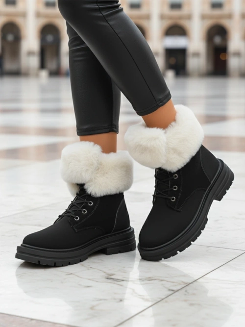 Royalfashion Жіночі чоботи на щиколотці з хутром Nasaha