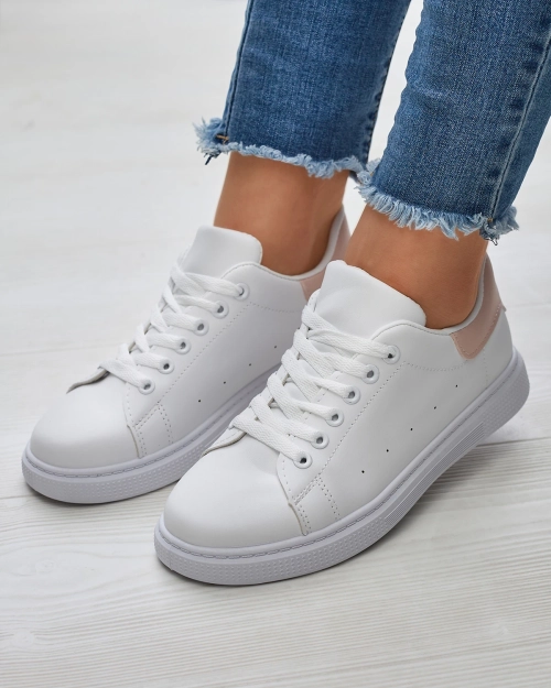 Білі жіночі спортивні кросівки з рожевою вставкою Asema- Footwear