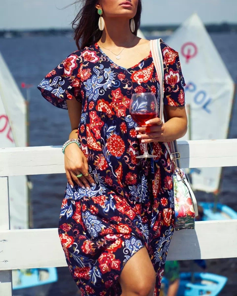 Жіноча сукня Royalfashion темно-синя з квітковим візерунком